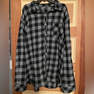 Classic Plaid Button-Up Flannel Shirt, Black and Grey/Gray, Checkered,Super Soft